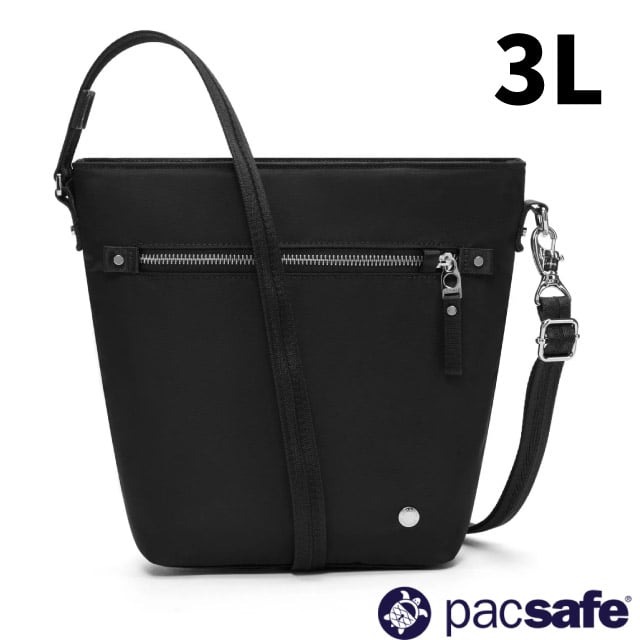 【Pacsafe】W Crossbody 防盜托特包 3L.單肩側背包.RFID護照包.斜背隨身包/20462100 黑✿30E010